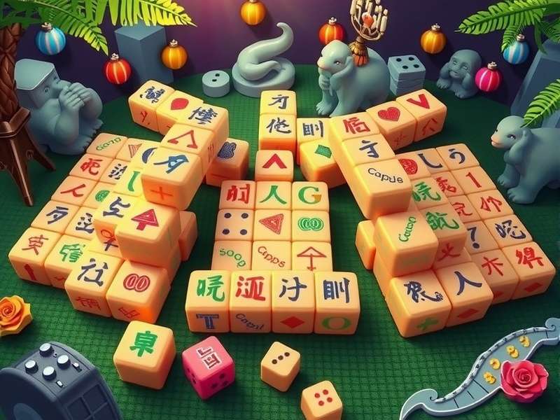 Colorful Mahjong tiles arranged in creative patterns for crazy games