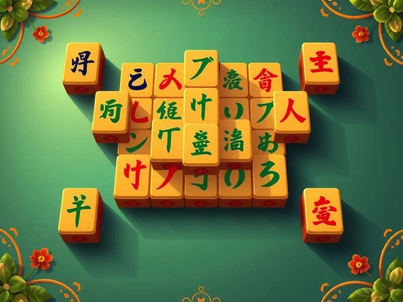 Artistic arrangement of traditional Mahjong tiles on a wooden table