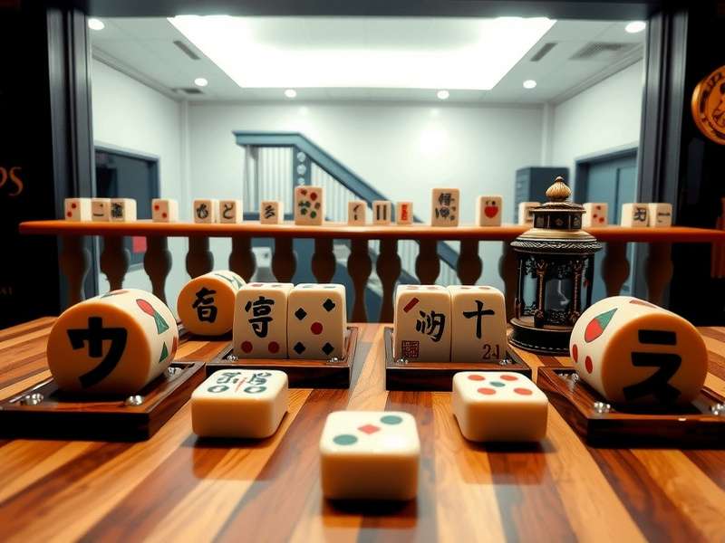 Close-up of authentic Singapore Mahjong tiles showing detailed carvings and vibrant colors