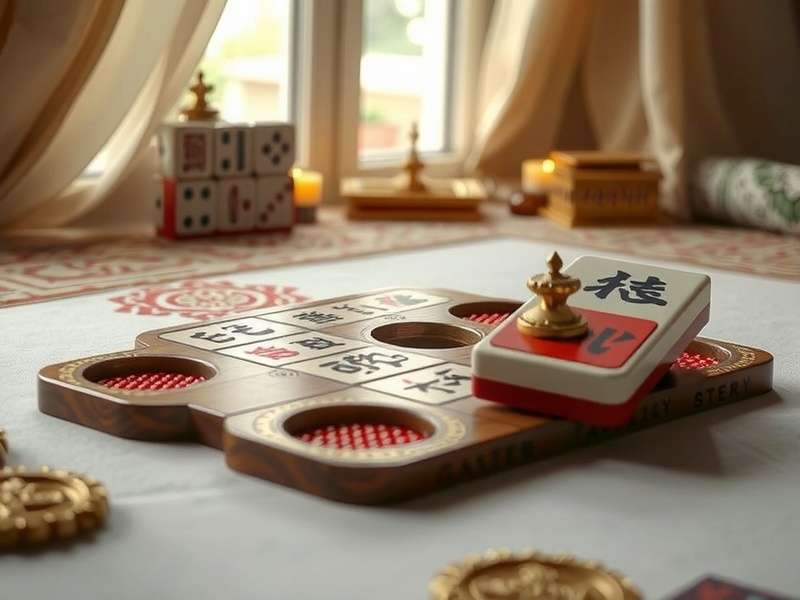 Beautiful traditional Mahjong tiles arranged in a circle