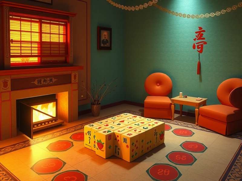 Colorful Mahjong tiles arranged on a table in India