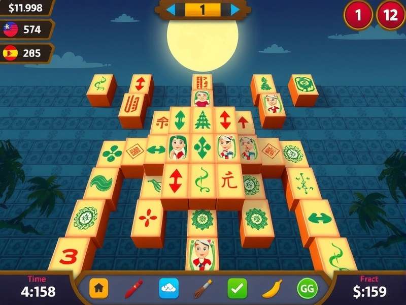 Traditional Mahjong tiles arranged in intricate patterns