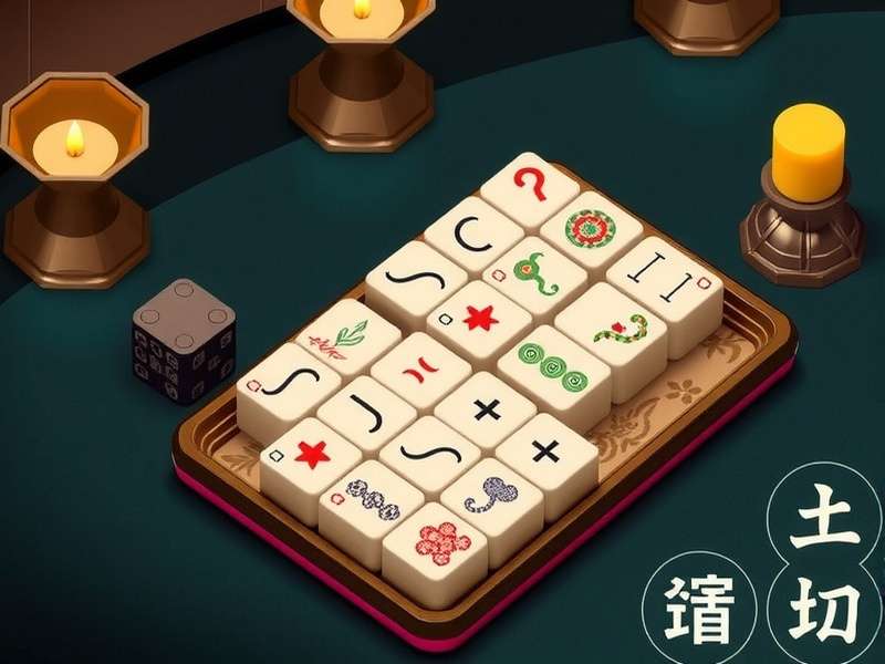 A beautifully arranged set of Mahjong Fortuna tiles on a wooden table, showcasing the intricate designs and vibrant colors.