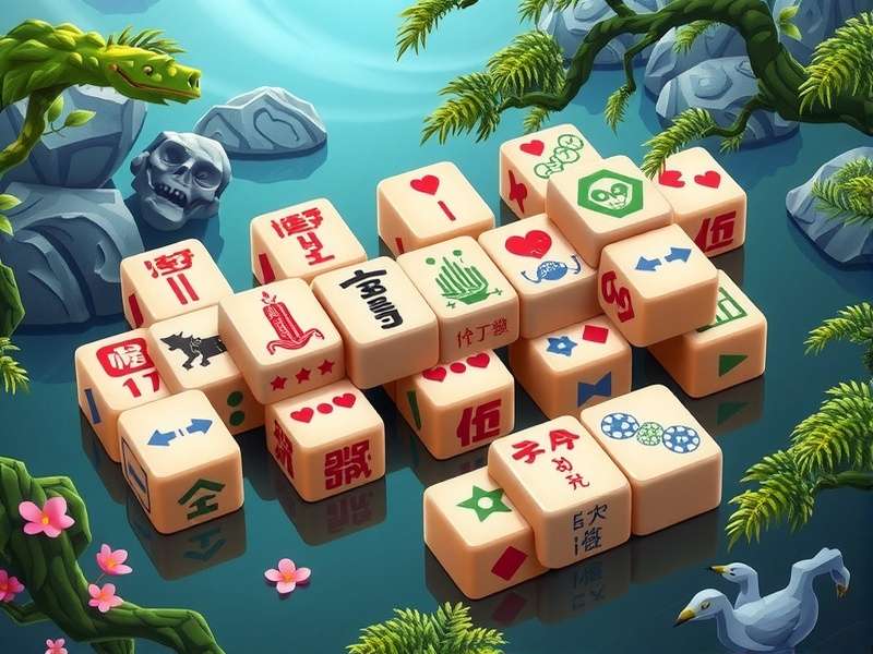 Screenshot of Arkadium Mahjong game showing intricate tile layout and user interface