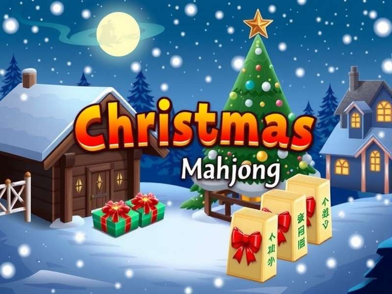 Christmas Mahjong set with traditional Indian decorations and festive tiles
