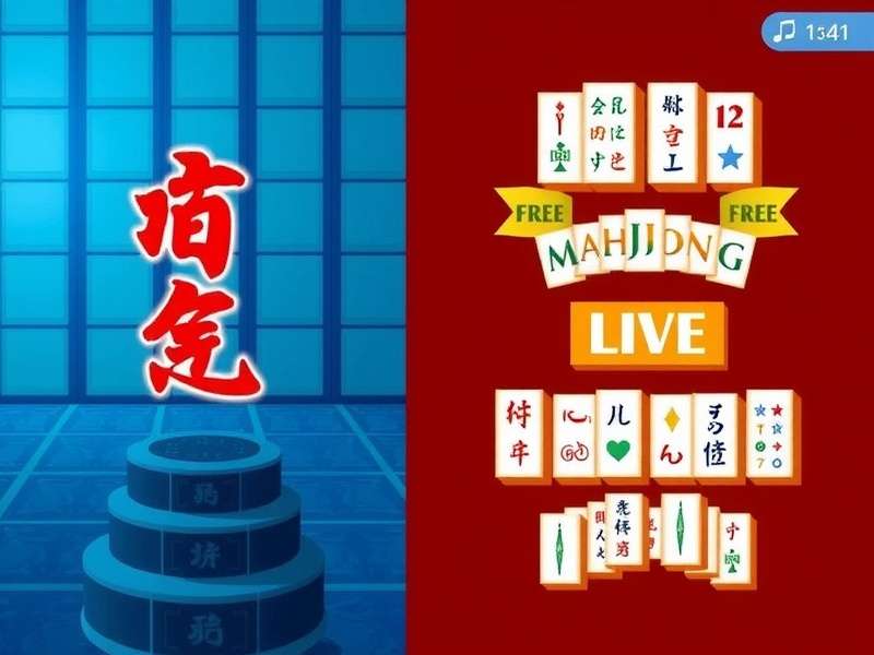 Colorful Mahjong tiles arranged in a complex solitaire layout