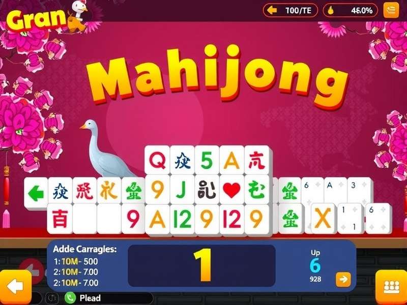 Vibrant Mahjong tiles arranged in a dynamic game in progress