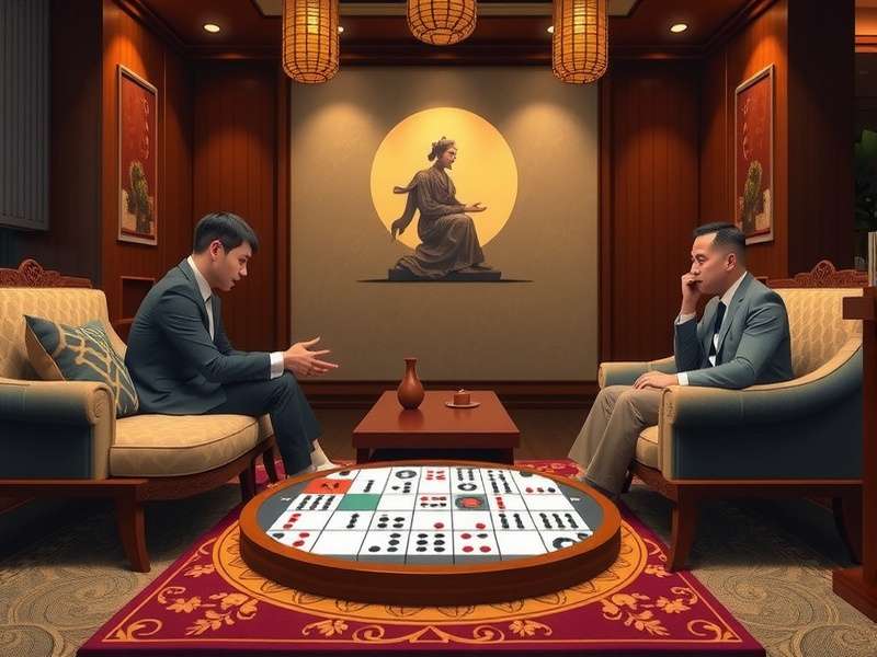 Close-up of detailed Mahjong tiles showing intricate designs