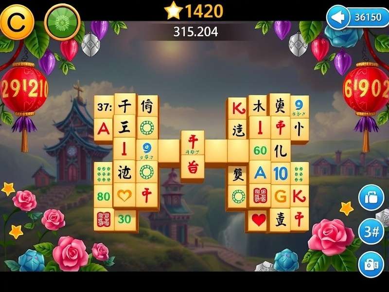 Candy Mahjong gameplay screenshot showing colorful tiles