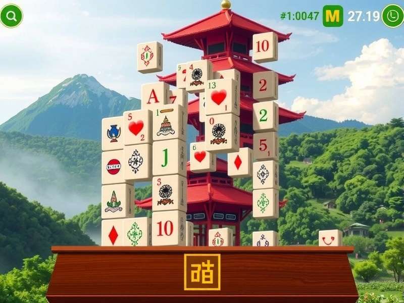 Strategic layout of Solitaire Mahjong Classic tiles on a digital screen