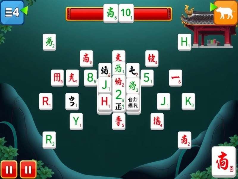 A beautiful set of Mahjong tiles arranged in a complex solitaire pattern