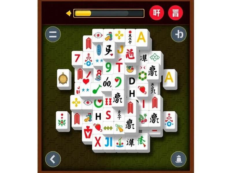 Traditional Mahjong tiles arranged in a complex pattern on a wooden table