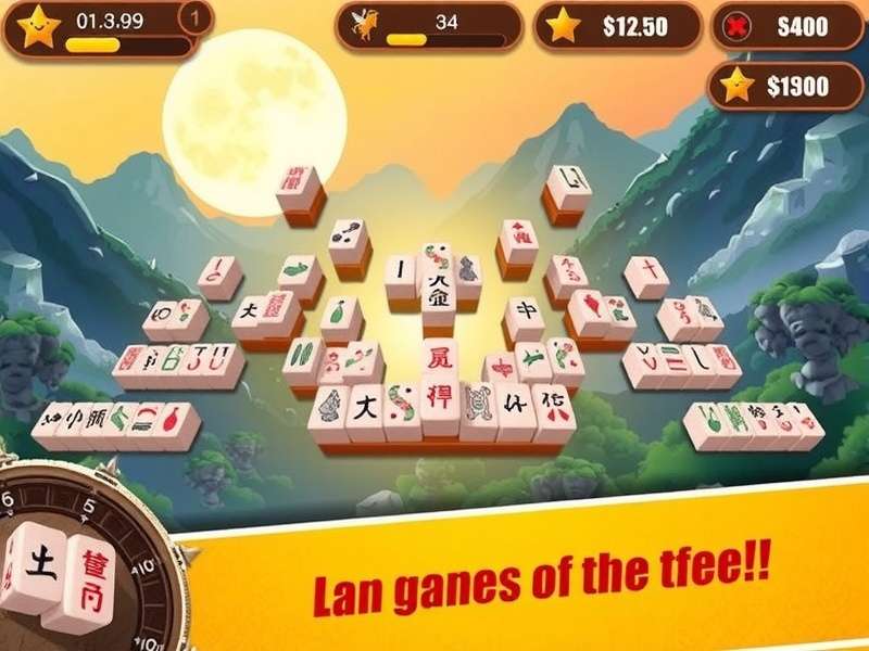 A beautifully arranged set of classic Mahjong tiles on a wooden table