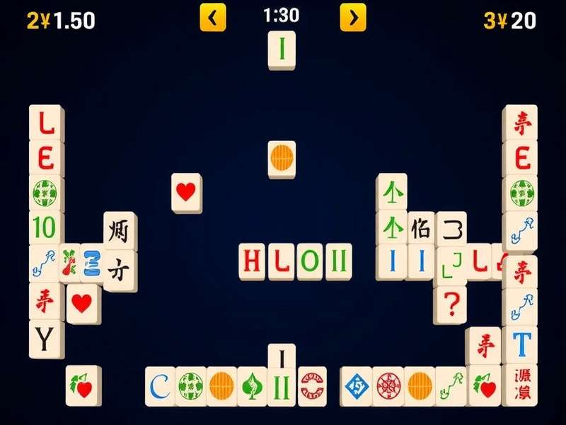 Beautiful set of Mahjong tiles arranged in a pattern on a wooden table