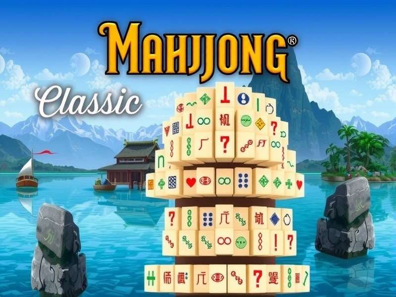 Traditional Mahjong tiles arranged in intricate pattern on wooden table