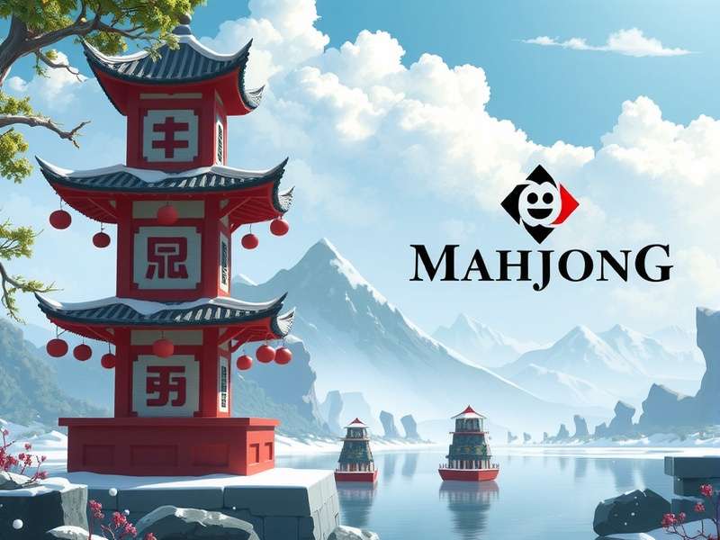 Mahjong tiles setup on a table with four players