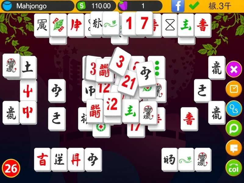 Mahjong tiles arranged in a complex pattern on a wooden table