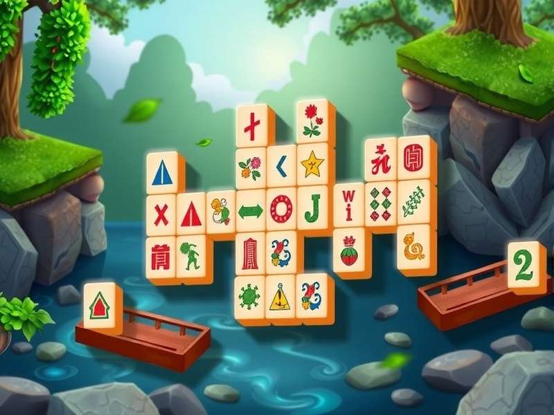 Classic Mahjong tiles arranged on a wooden table, representing Classic Mahjong Free Games