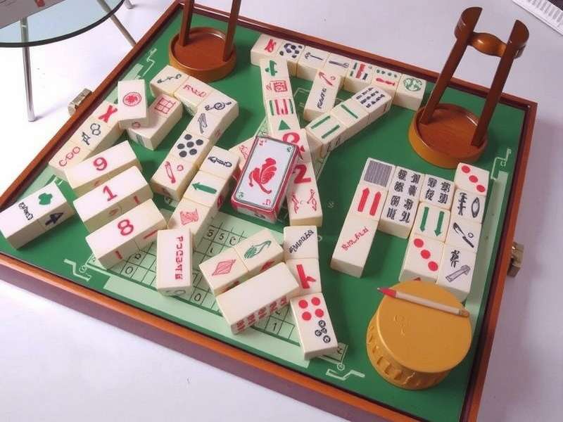 A beautiful collection of Mahjong sets for sale near me in India, featuring colourful tiles and wooden cases