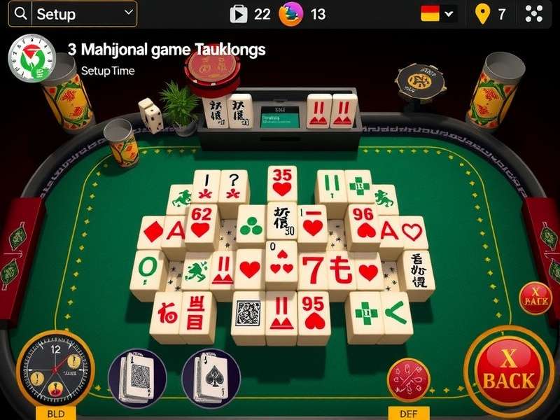Indian-style Mahjong setup with tiles arranged neatly on a mat, ready for a game session.