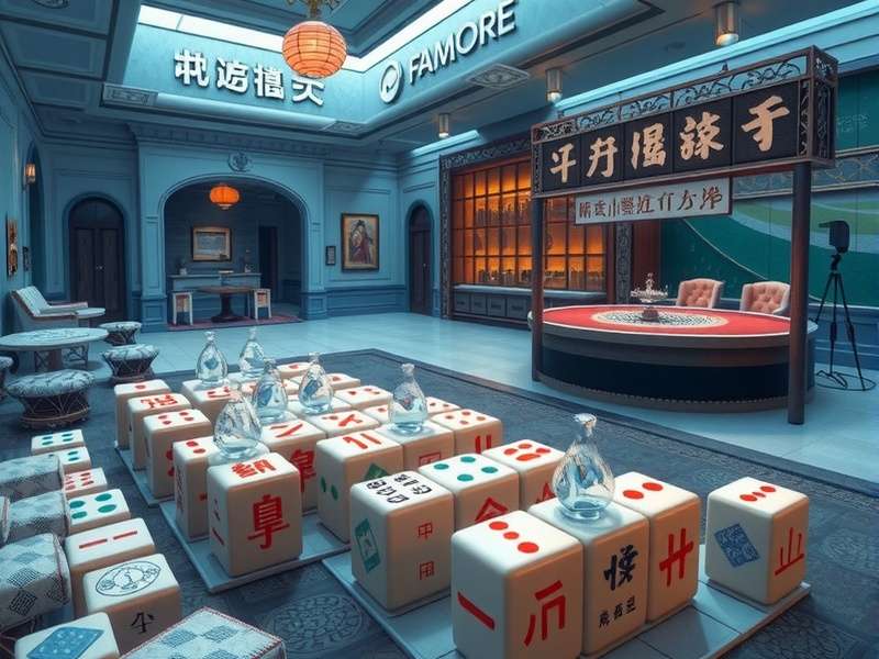 Premium Mahjong set displayed with tiles arranged in a traditional pattern, Indian market