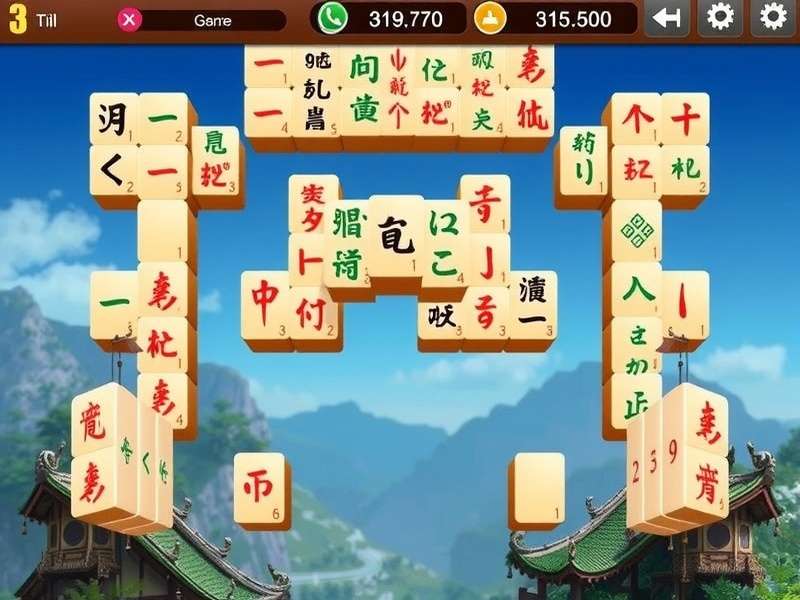 Mahjong Tiles Solitaire game setup with tiles arranged for matching