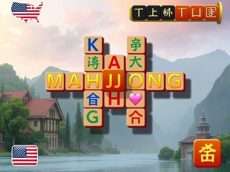 A beautifully arranged set of American Mahjong Tiles on a wooden table, with vibrant colours and intricate designs.