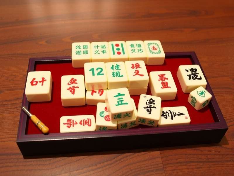 A beautifully arranged Chinese Mahjong Set with ivory tiles and bamboo backings, ready for play