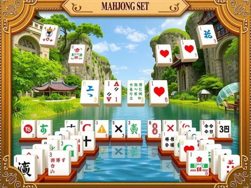 Crisloid Mahjong Set — Premium hand-painted tiles in elegant wooden case, photographed in natural light